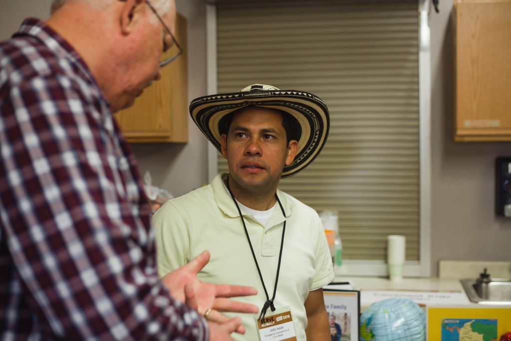 Covenant missionary to Colombia Julio Isaza at the mission fair