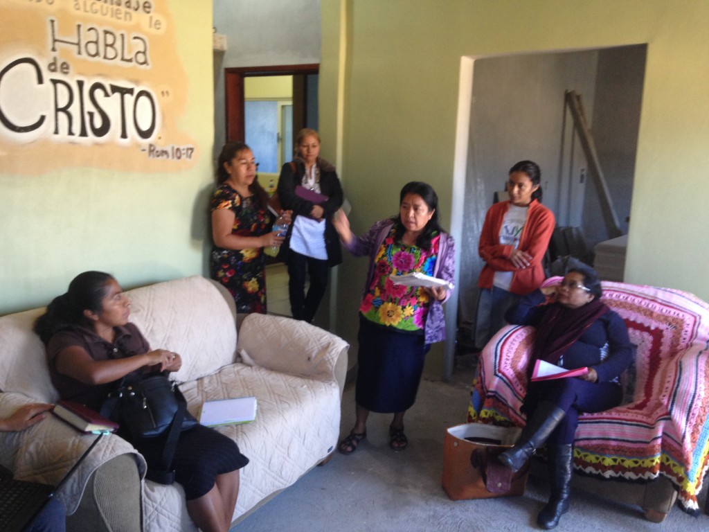 Josefina, who's son runs the radio station and is a pastor in Mitla, where the radio station is located, is giving us instructions for our participation.