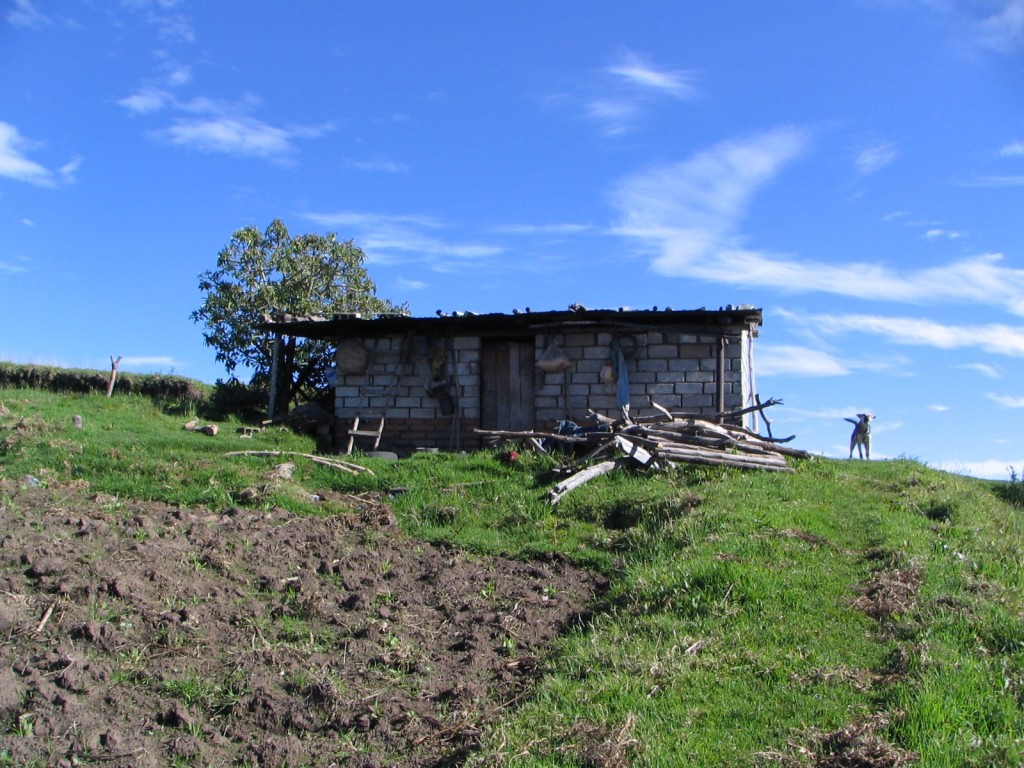 The house of a farmer who lives on ilalo mountain without running water or electricity