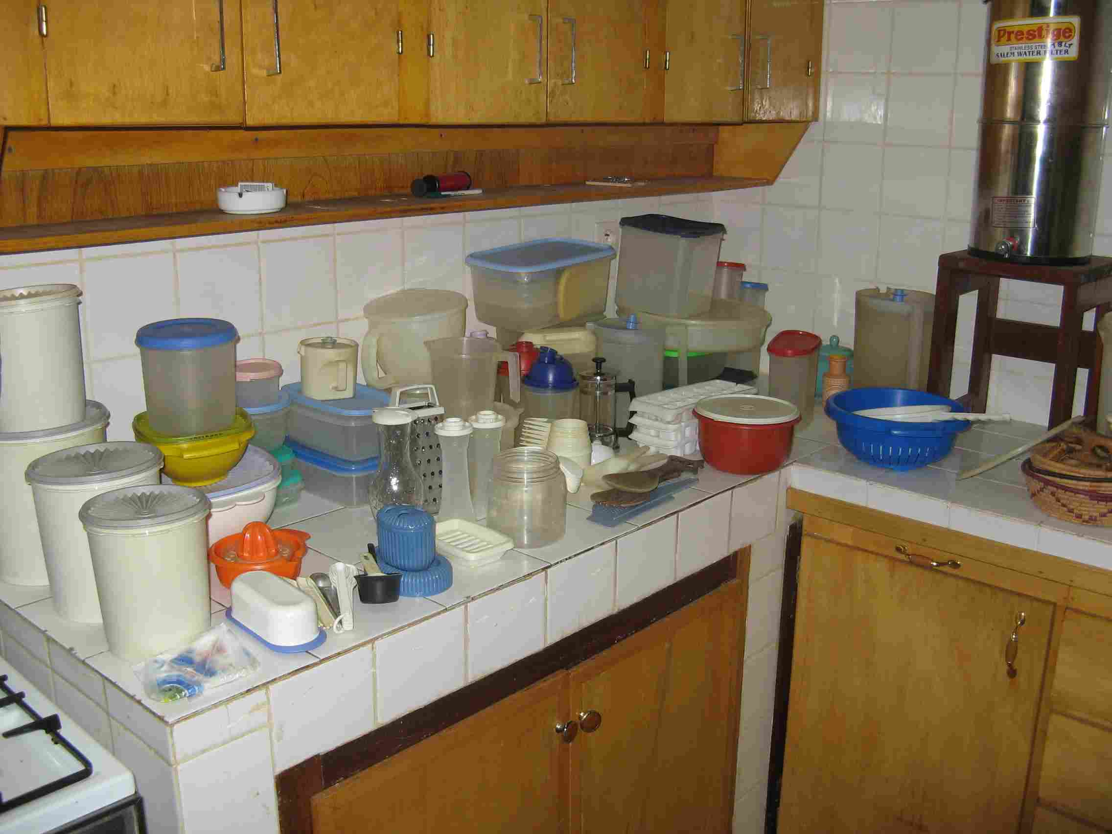 sorting the kitchen