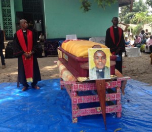 Elenga's casket at the funeral