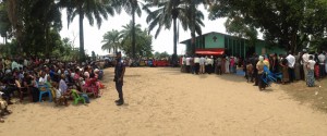 The crowd gathered at the funeral