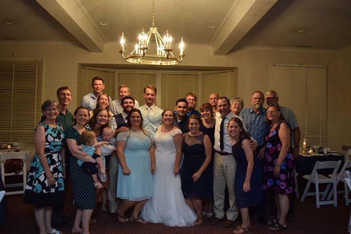 A group shot of some of "our family" taken at a wedding this summer.  Many  were present for Keith's wedding two weeks earlier. 