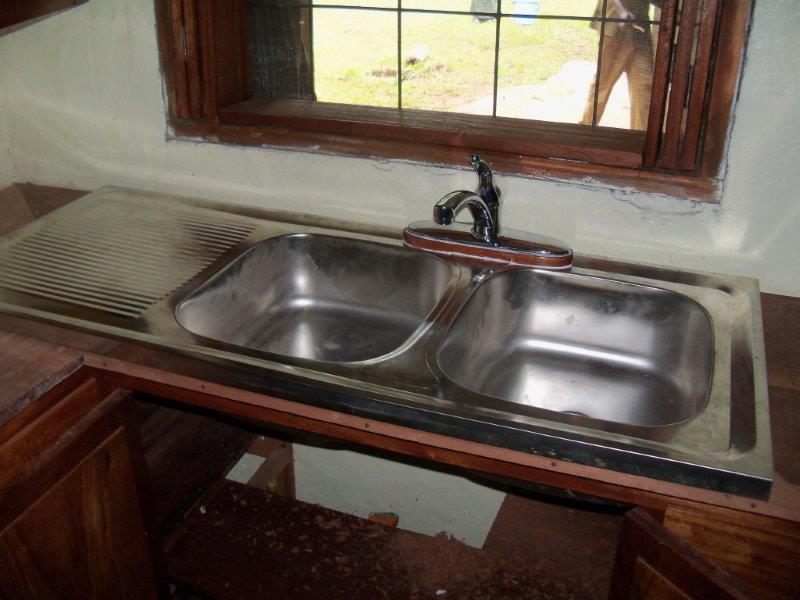 Checking placement of the new kitchen sink