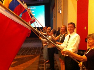 Carrying flags for the precessional into the Commissioning service at Gather 14