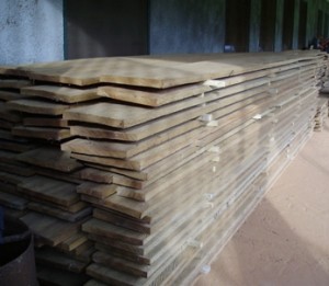 Cut lumber drying outside the RFIS library