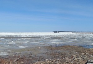 The Straits of Macinac still pretty thick with ice.