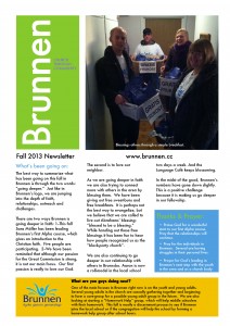 Church Planting Newsletter (Fall 2013) FRONT