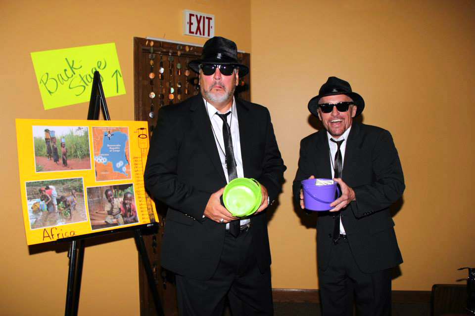 Pastor Mike Coglan, right, and Randy Thee as the Blues Brothers. 