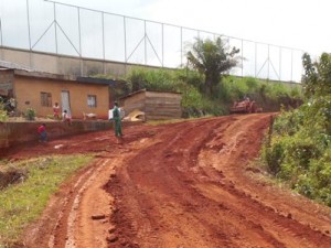 The road leads to our house - fence at the top of the picture is RFIS soccer field.