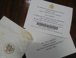 Invitation and napkin from the embassy event