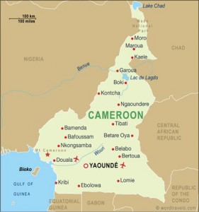 Bamenda is left of the word CAMEROON on this map.