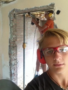 Ben and his friend were put to work on a family member's  remodeling project