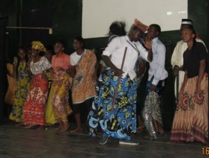 African students entered the auditorium dressed in traditional clothing to represent different regions of Cameroon.