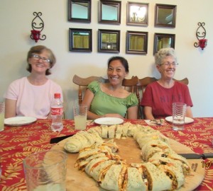 Enjoying the Stromboli with friends