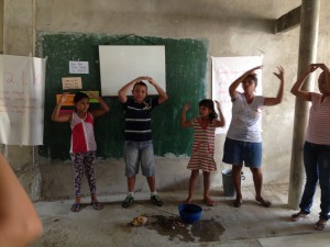 In San Carlos being taught a song by the children