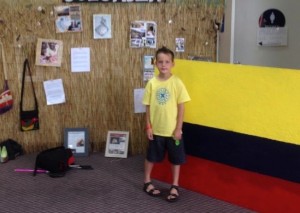 A child learning about Colombia at Life Community Church