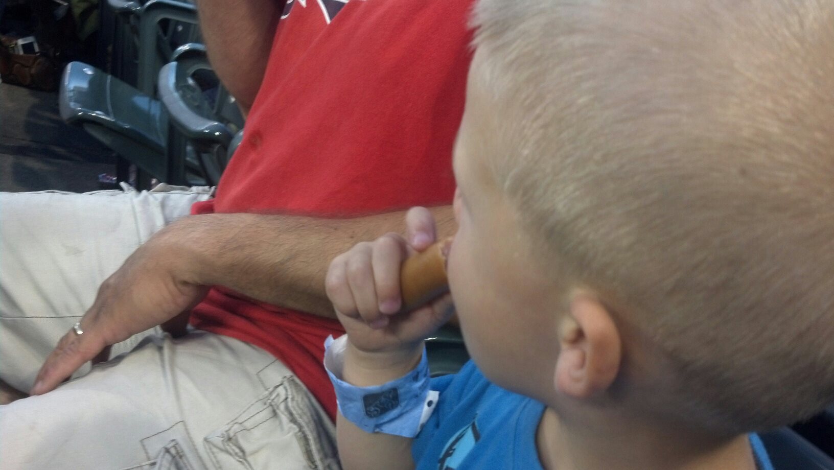 He loved the the hot dogs at the game.